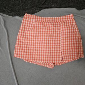 Orange Gingham Skort